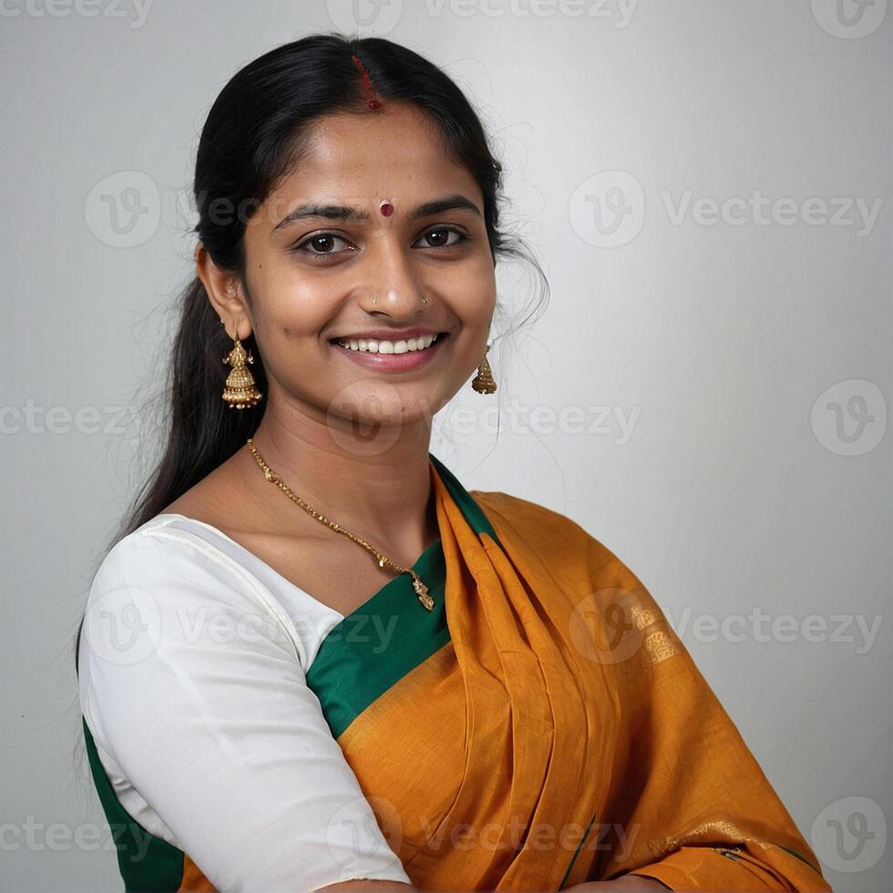 AI generated Indian women saari, Indian female teacher portrait photo