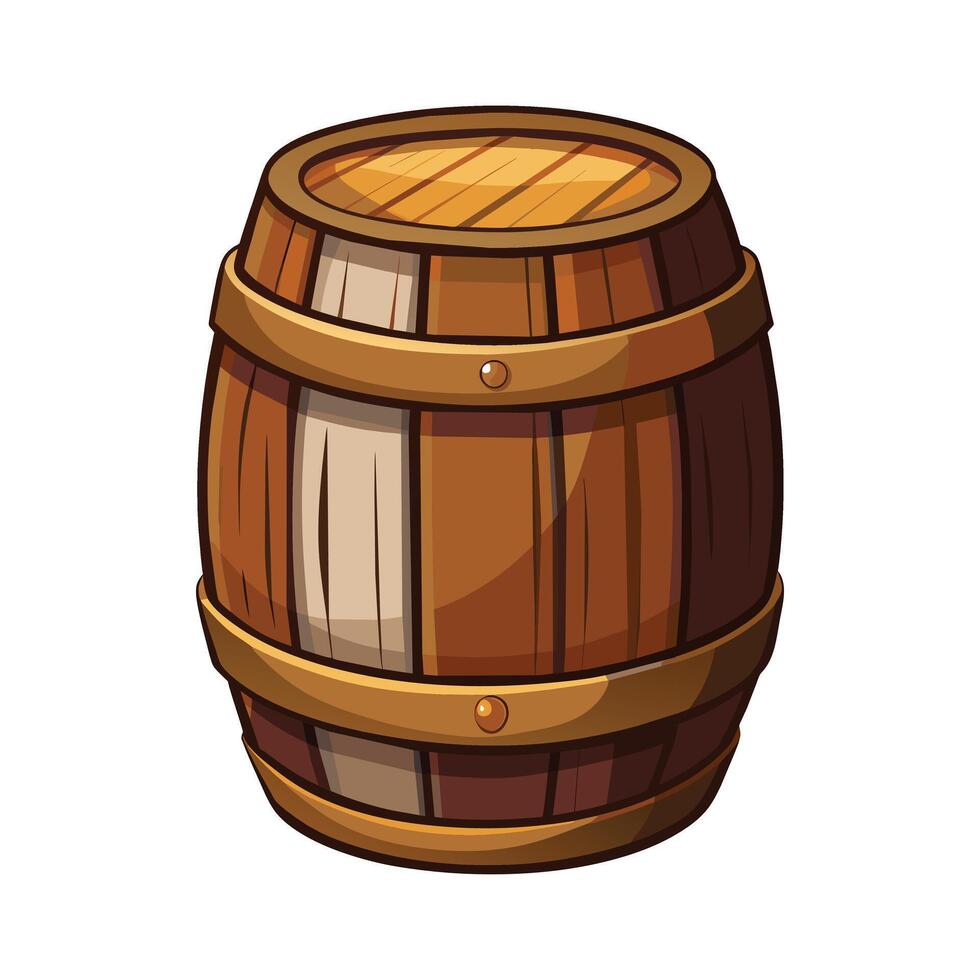 Wooden Barrel Illustration on White Background. vector