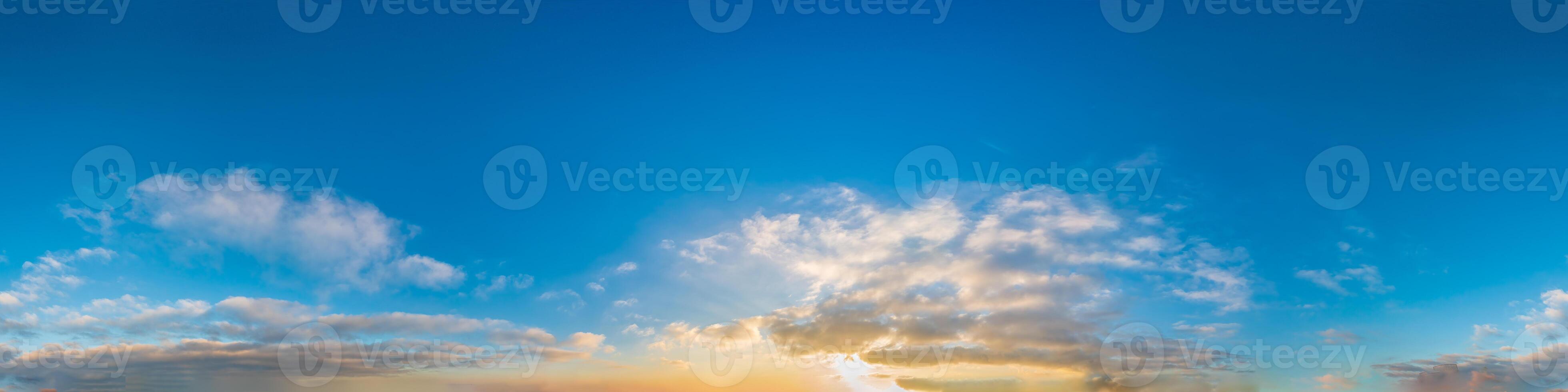 Sky panorama with Stratocumulus vesperalis clouds in Seamless spherical equirectangular format with complete zenith for use in 3D graphics, game and composites in aerial drone panoramas as sky dome photo