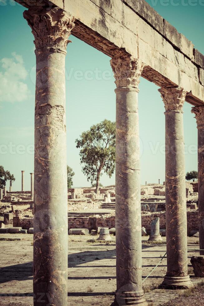 restos romano Capitolio tuburbo majus, Túnez foto