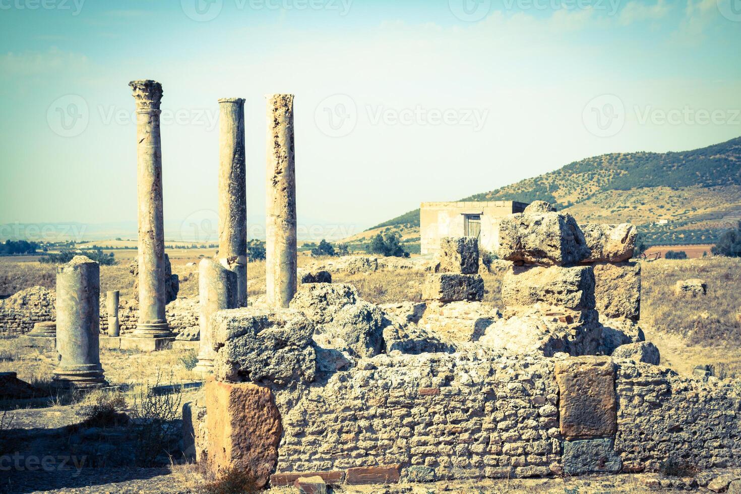 romano restos en tuburbo majus, Túnez foto