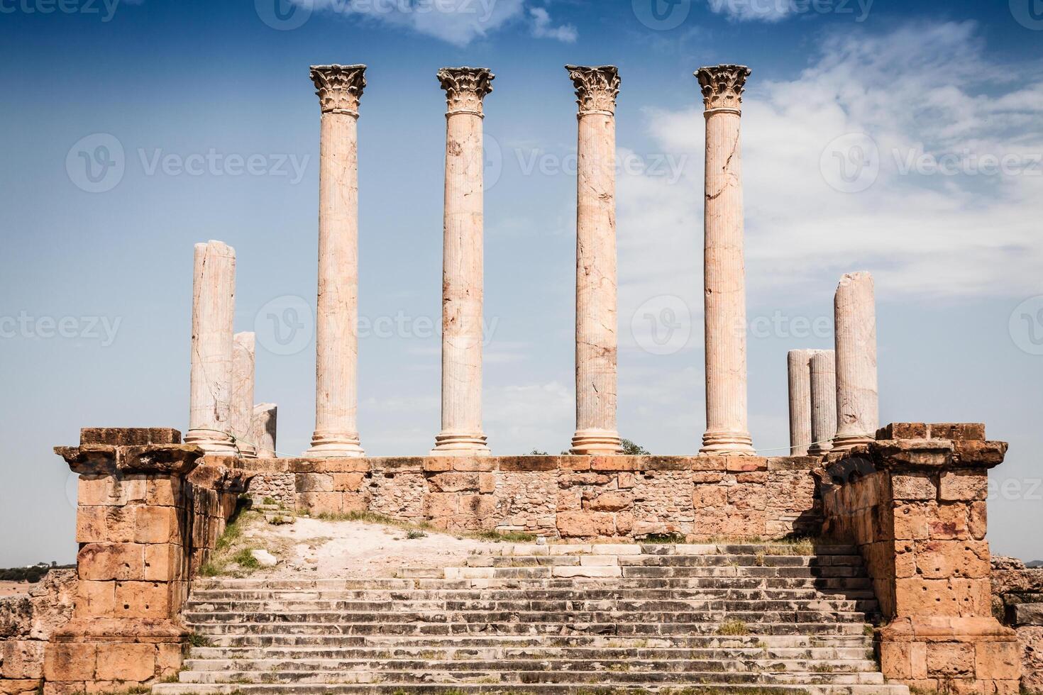 Thuburbo majus, Tunisia a few of the remaining pillars which once builded the Capitol photo