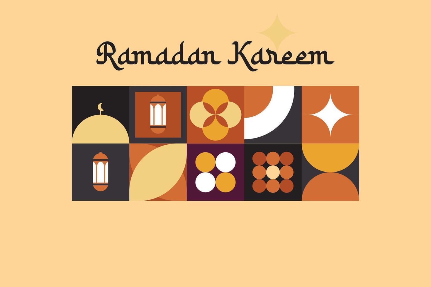 PrintIslamic Ramadan Kareem holiday banner design with minimalistic icons of Mosque vector