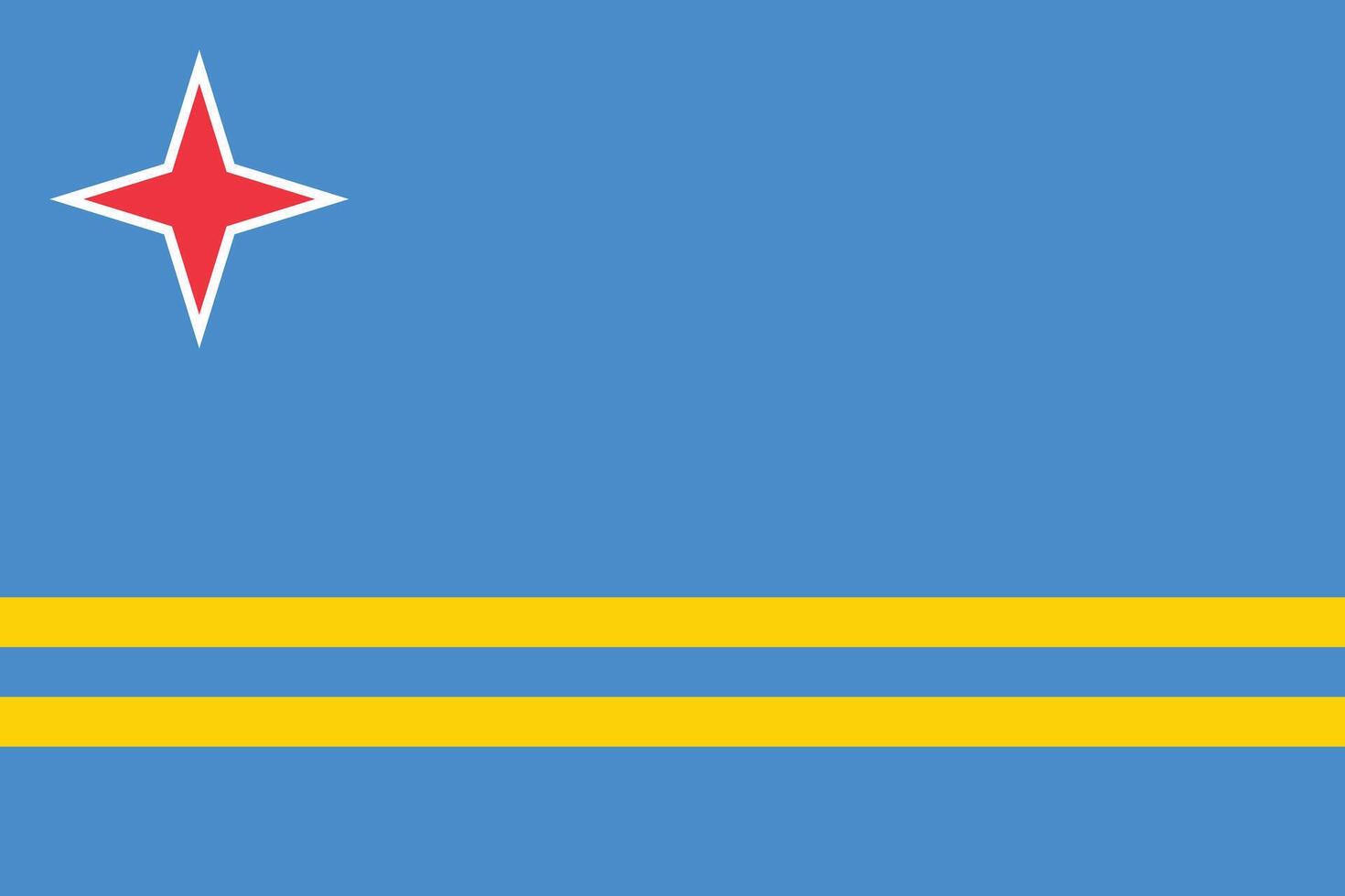 Flag of Aruba vector illustration. Constituent country in the Kingdom of the Netherlands