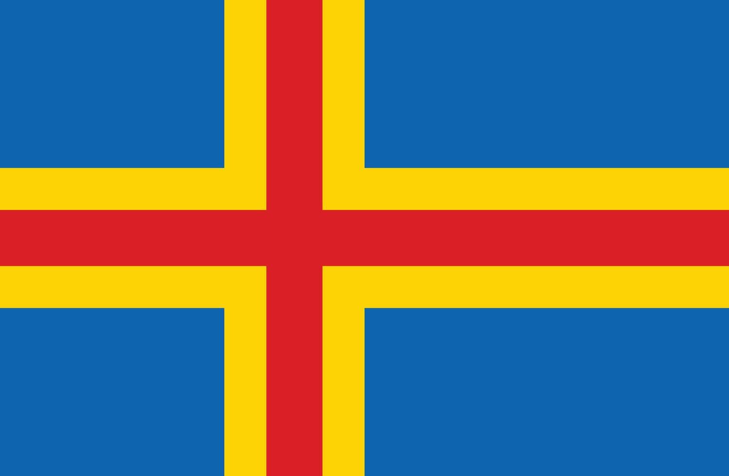 The national flag of Aland with official color and proportion vector illustration