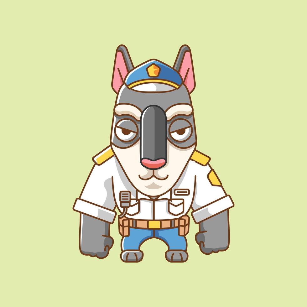 linda perro policía oficial uniforme dibujos animados animal personaje mascota icono plano estilo ilustración concepto vector