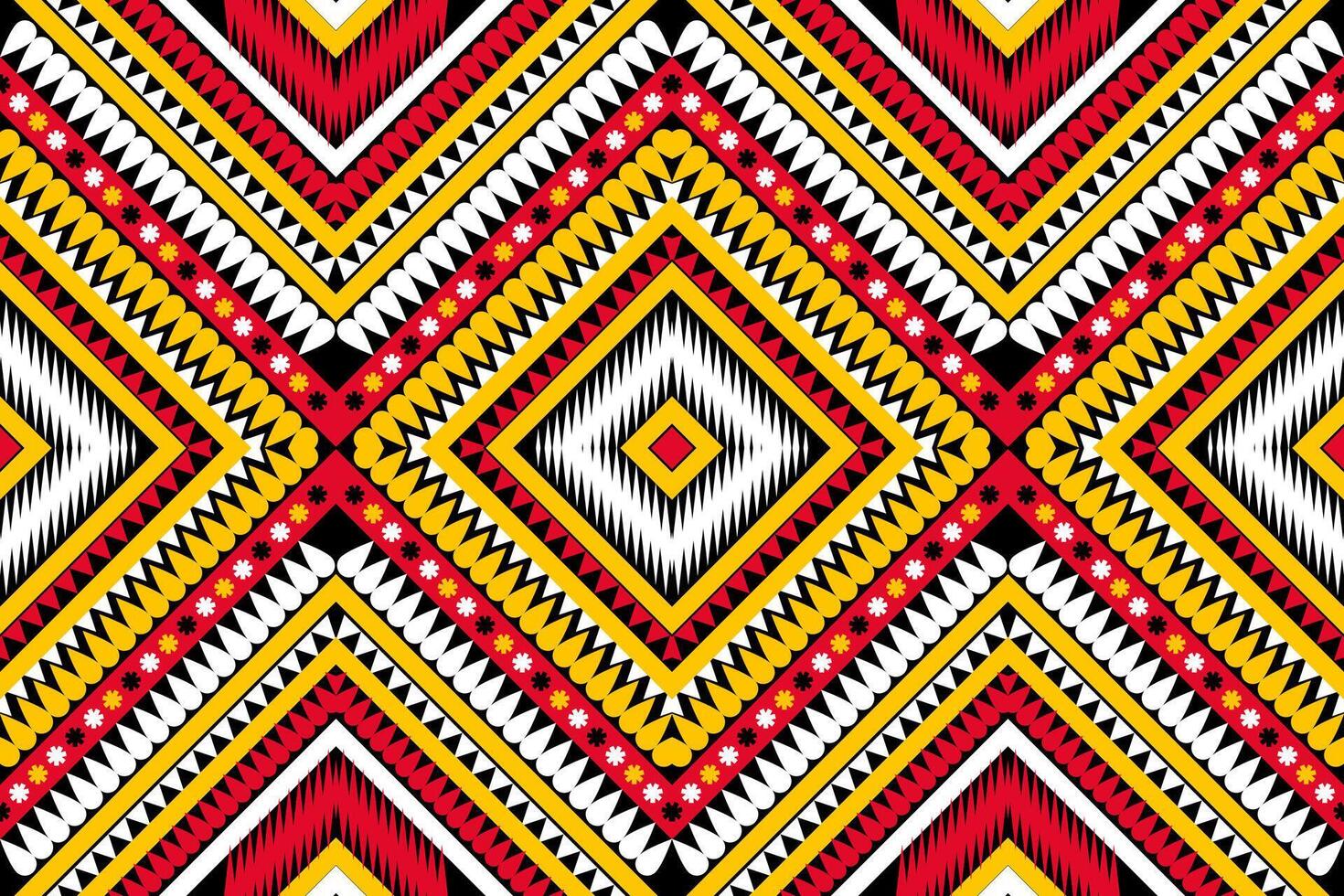geometría modelo sin costura étnico rojo amarillo negro blanco diseño para impresión textil alfombra vector