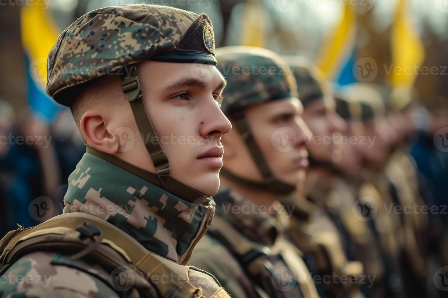 AI generated Fighters of the National Guard of Ukraine at the celebration of the day of the city of Drogobich photo