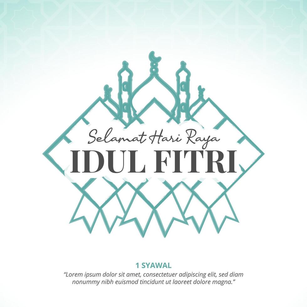 selamat hari raya idul Fitri o contento eid Alabama fitr antecedentes con dibujo pintar decoración vector