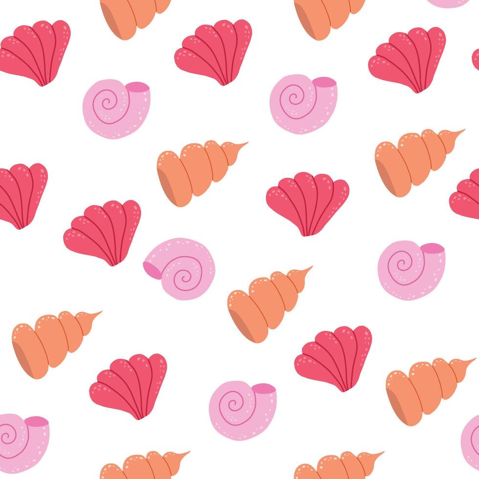 Beautiful seashells Seamless pattern ,Marine background. vector