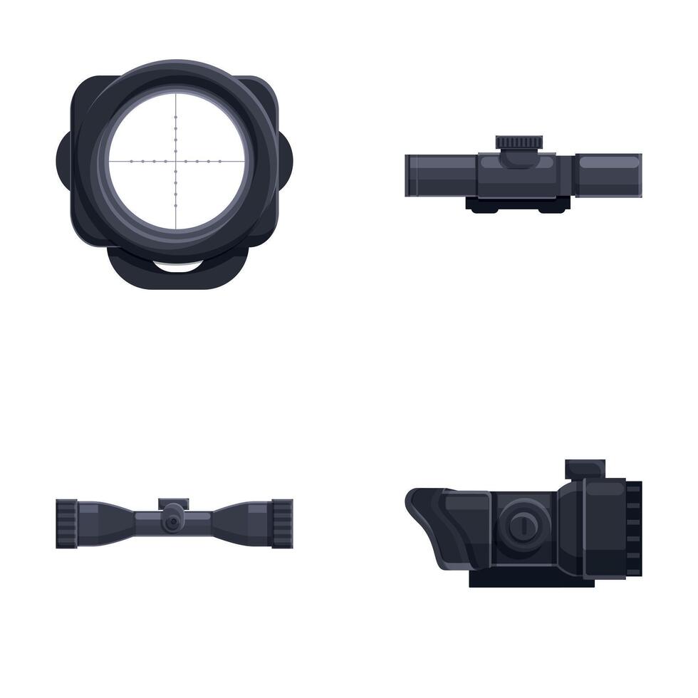 Sniper sight icons set cartoon vector. Various sniper optical sight vector
