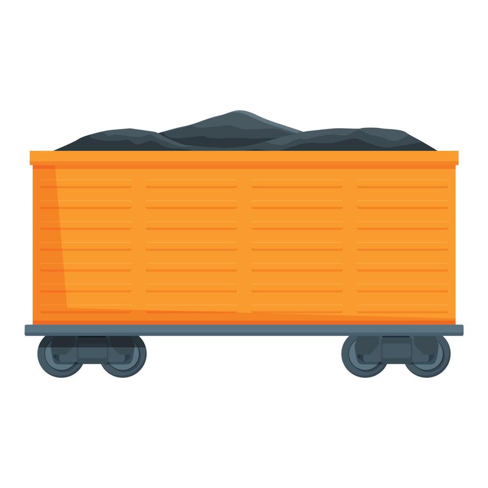 Full trail wagon of coal icon cartoon vector. Production extraction vector