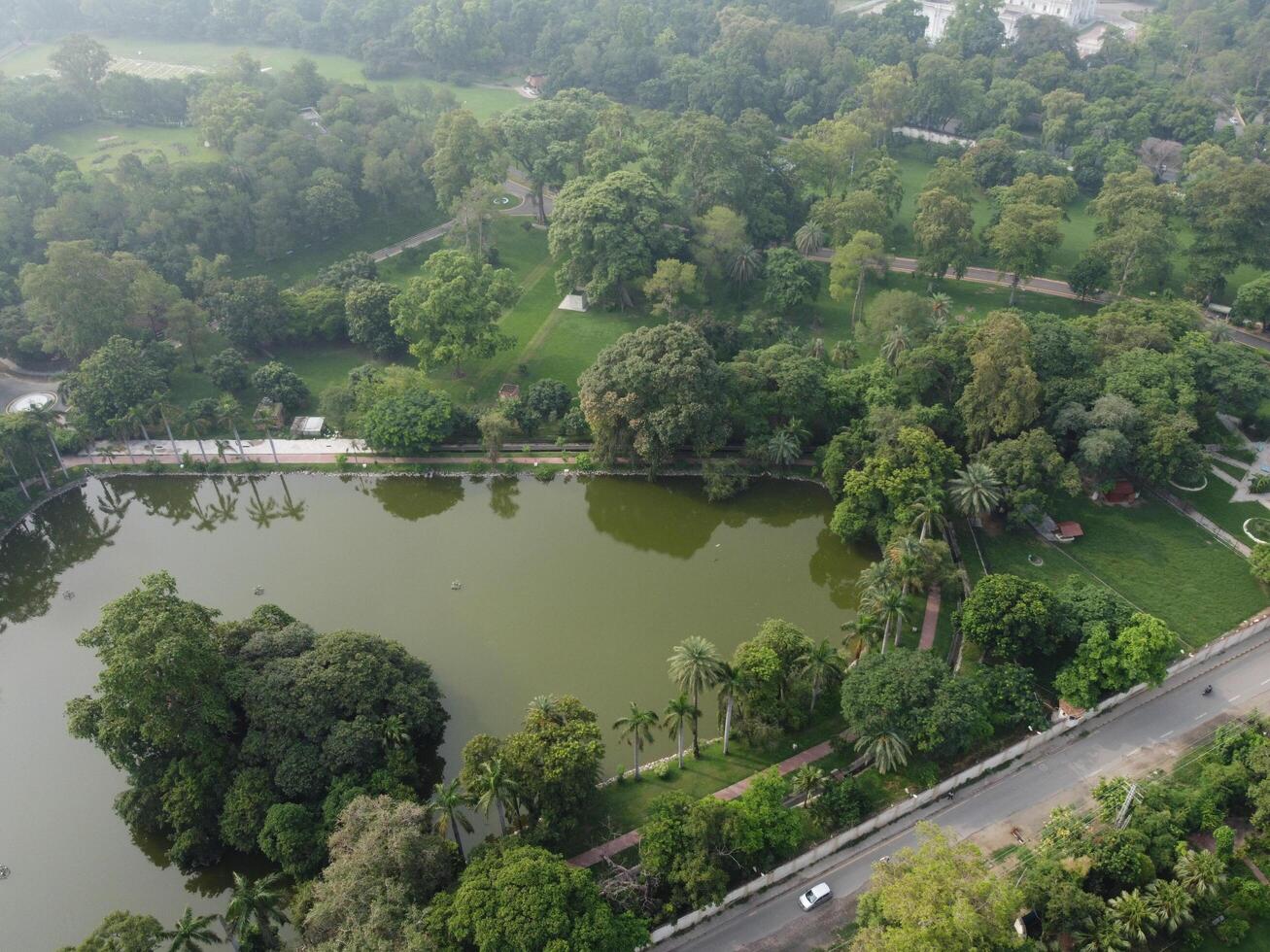 Drone view of Public park on 2023-07-17 in Lahore Pakistan photo