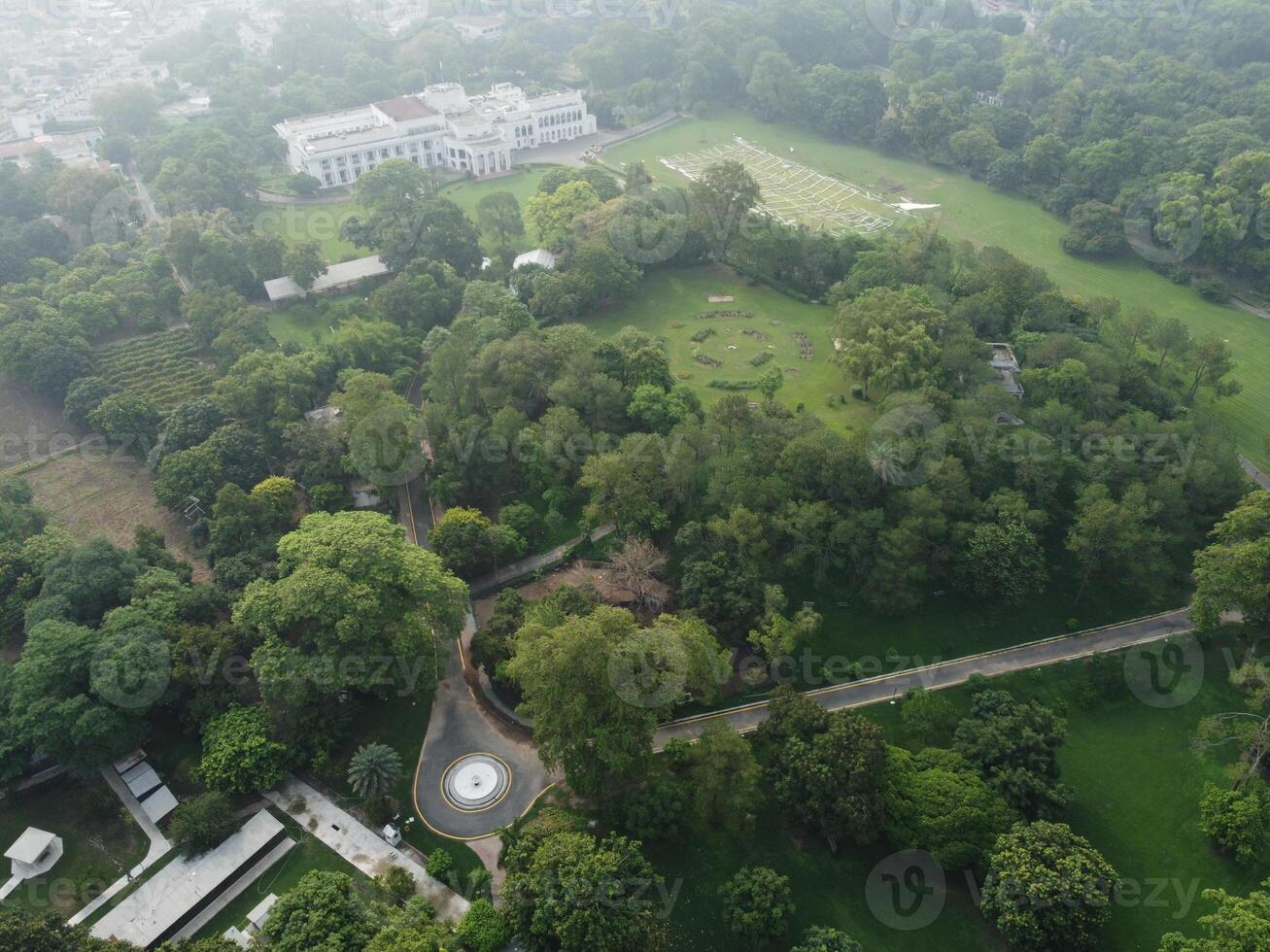 Drone view of Public park on 2023-07-17 in Lahore Pakistan photo