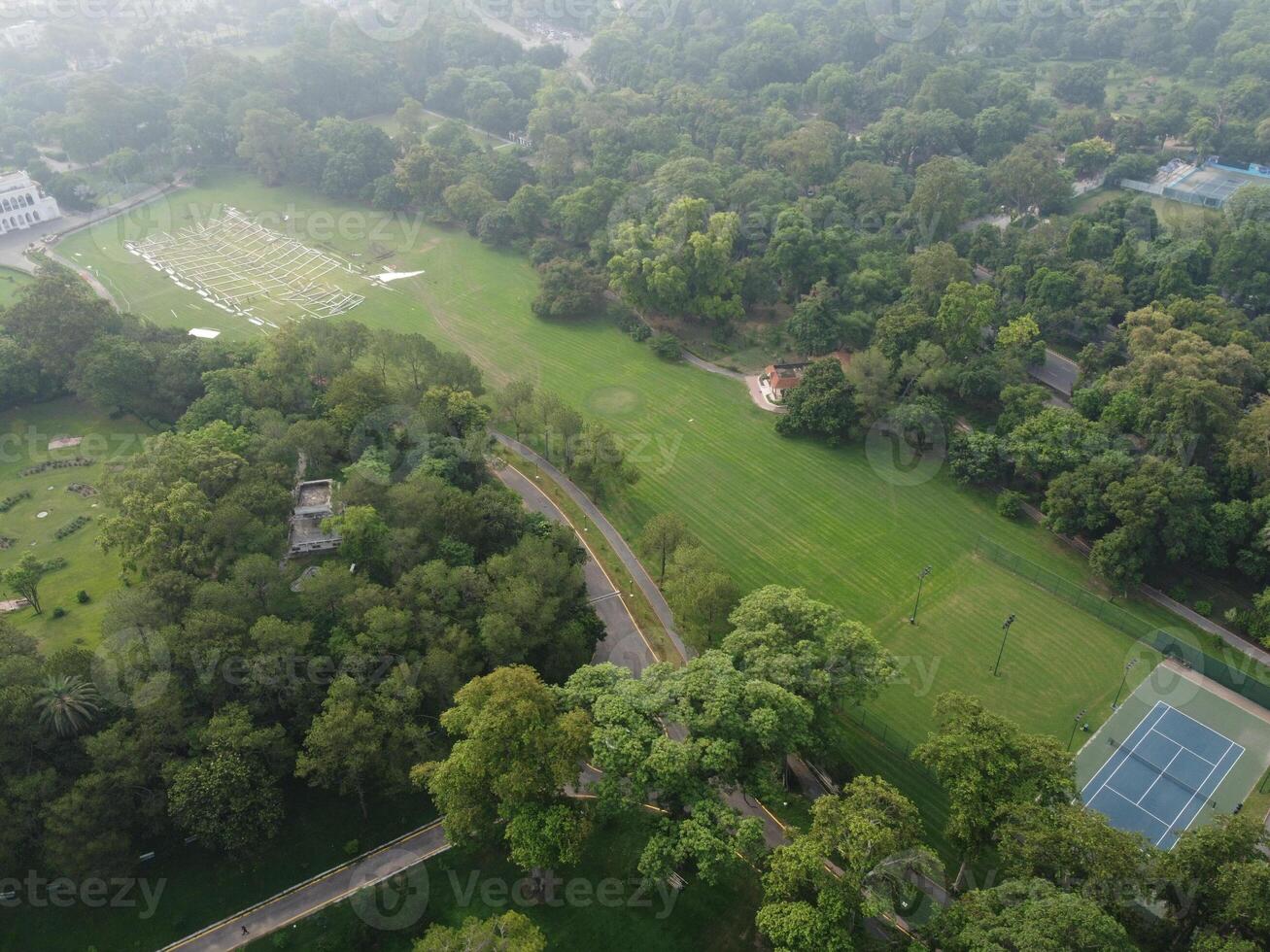 Drone view of Public park on 2023-07-17 in Lahore Pakistan photo