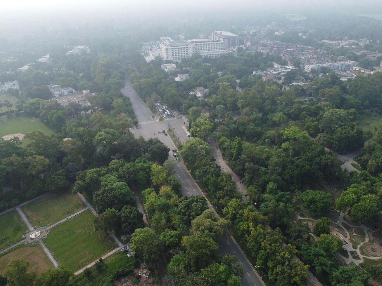 Drone view of Public park on 2023-07-17 in Lahore Pakistan photo