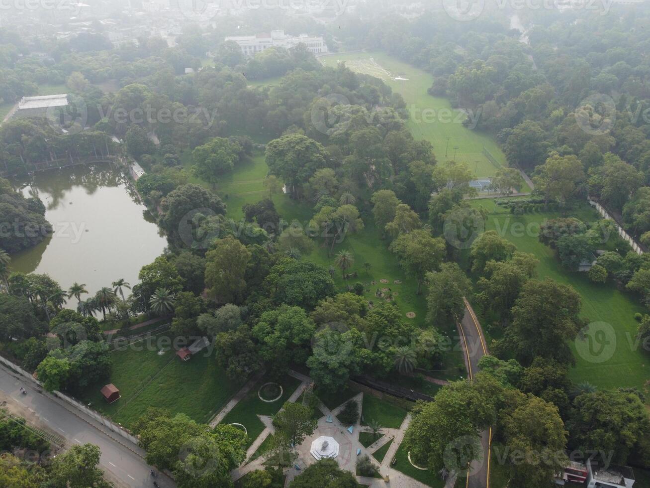 Drone view of Public park on 2023-07-17 in Lahore Pakistan photo