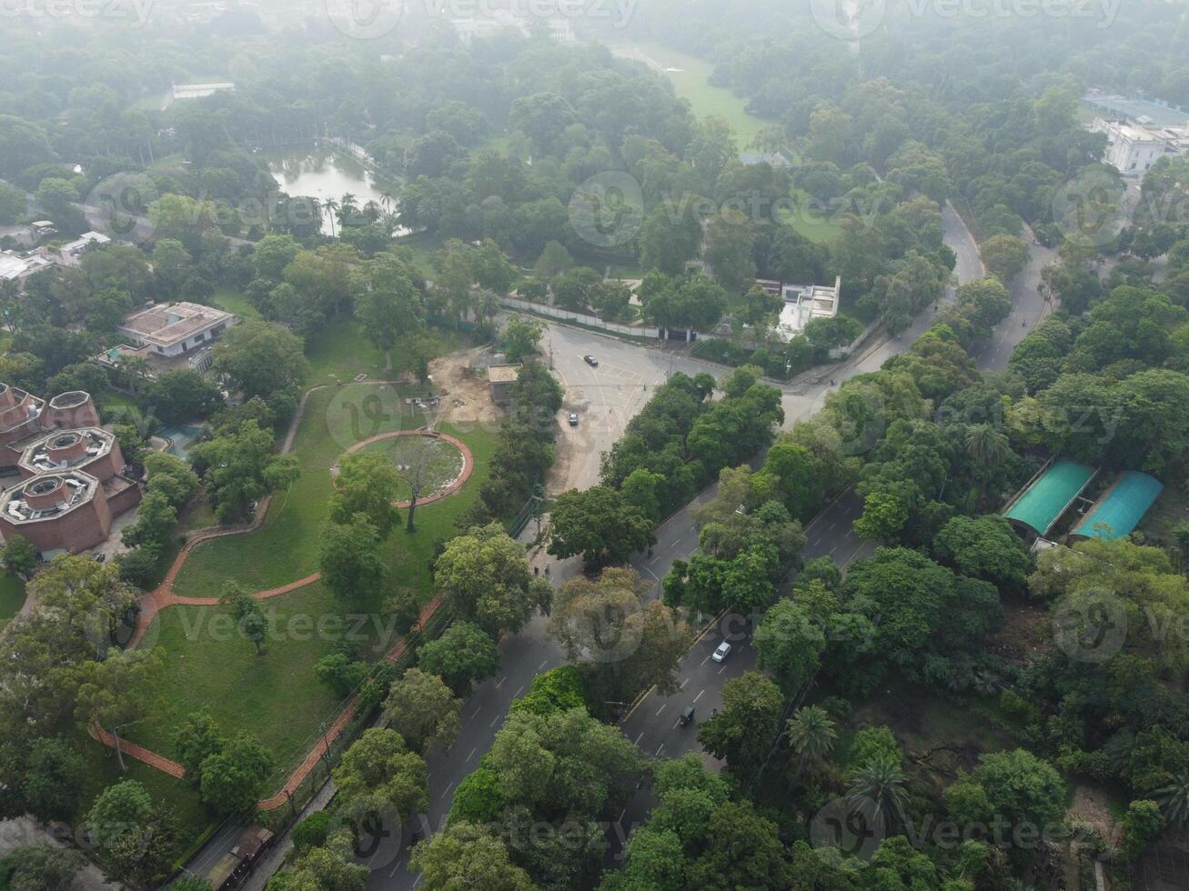 Drone view of Public park on 2023-07-17 in Lahore Pakistan photo