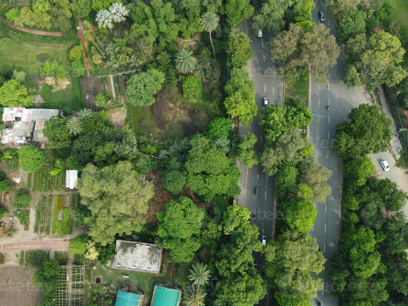 Drone view of Public park on 2023-07-17 in Lahore Pakistan photo