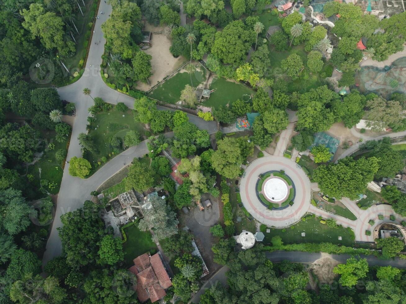 Drone view of Public park on 2023-07-17 in Lahore Pakistan photo