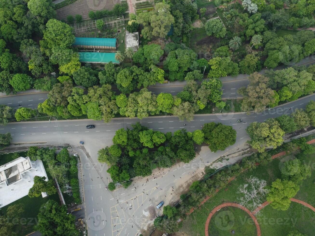 Drone view of Public park on 2023-07-17 in Lahore Pakistan photo