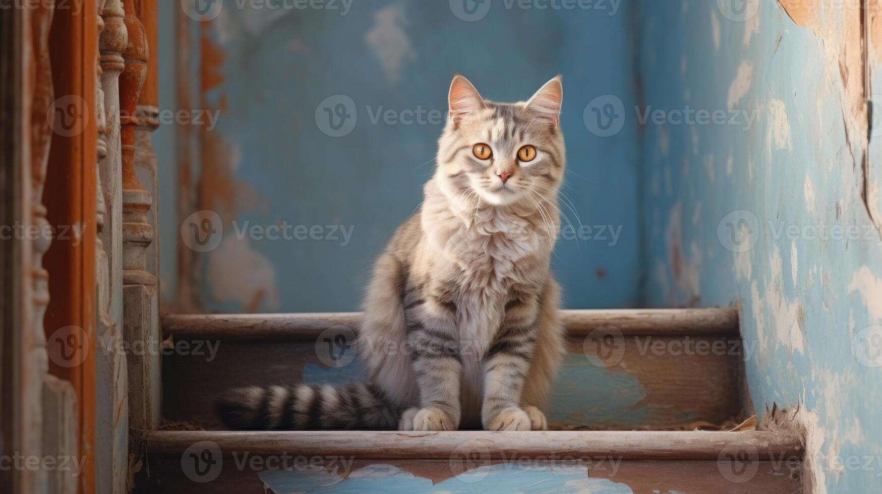 AI generated Portrait cat,cat is a cute cat and a funny,good-humored.They look cute and are good pets,easy to raise as pets.It is a playful,affectionate pet and is a favorite of the caregivers. photo