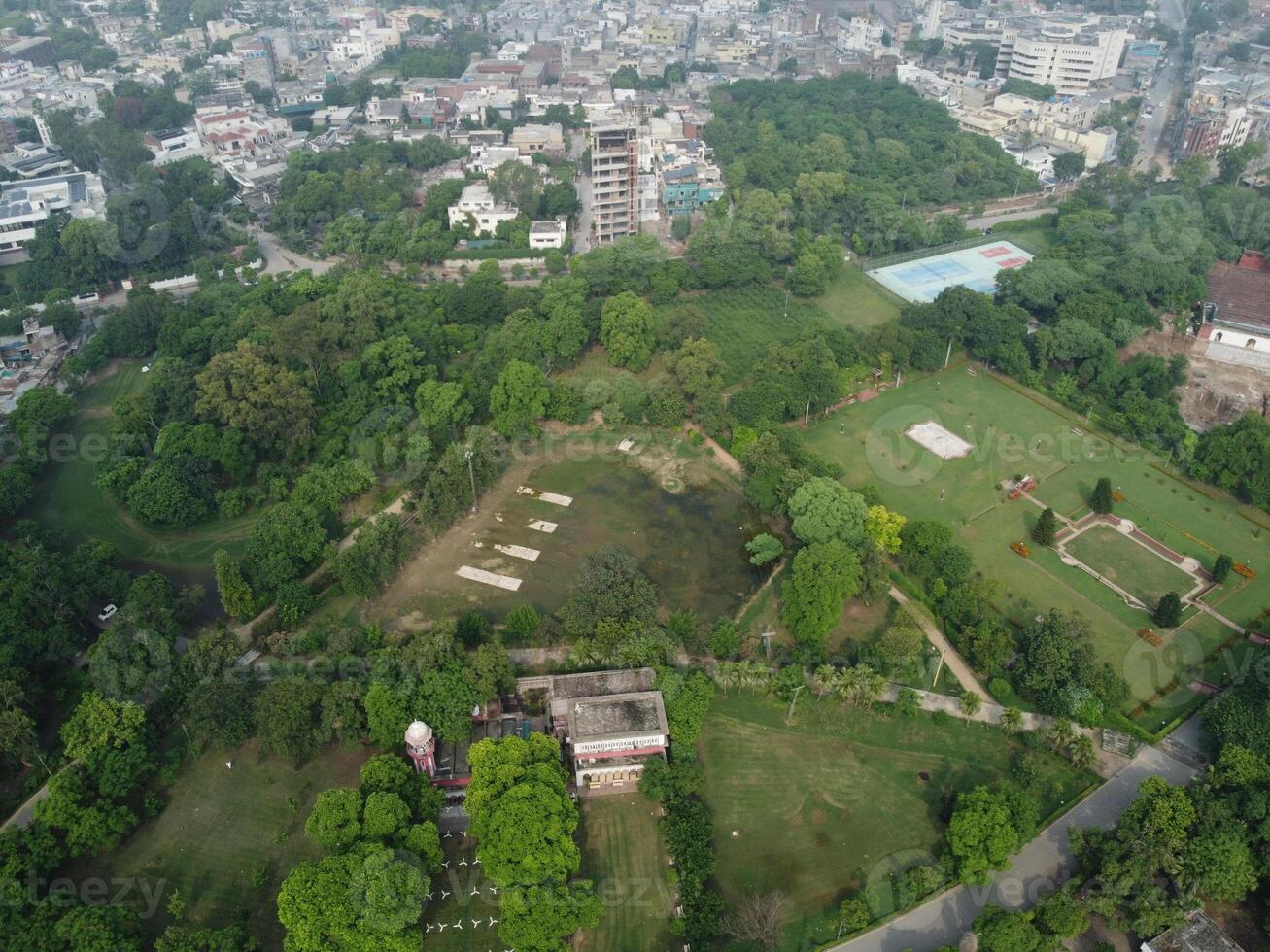 Drone view of Public park on 2023-07-17 in Lahore Pakistan photo