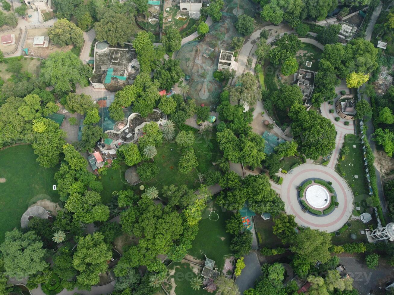 Drone view of Public park on 2023-07-17 in Lahore Pakistan photo