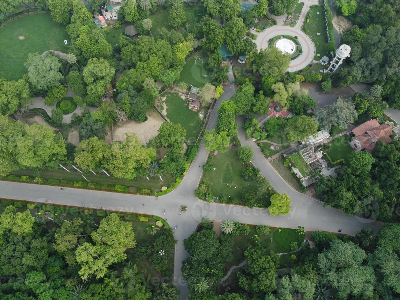 Drone view of Public park on 2023-07-17 in Lahore Pakistan photo