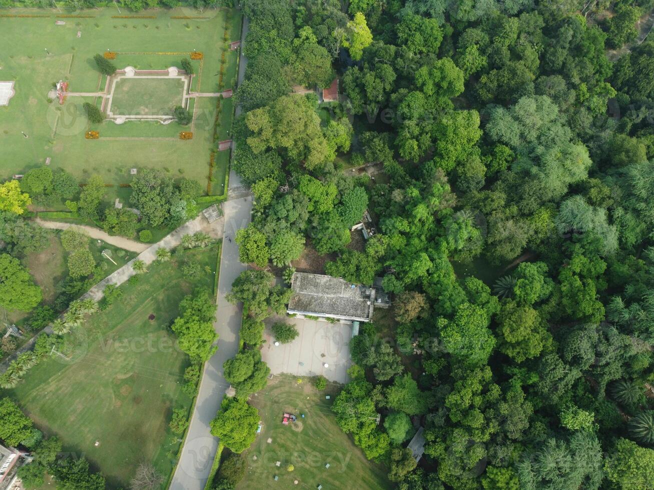 Drone view of Public park on 2023-07-17 in Lahore Pakistan photo