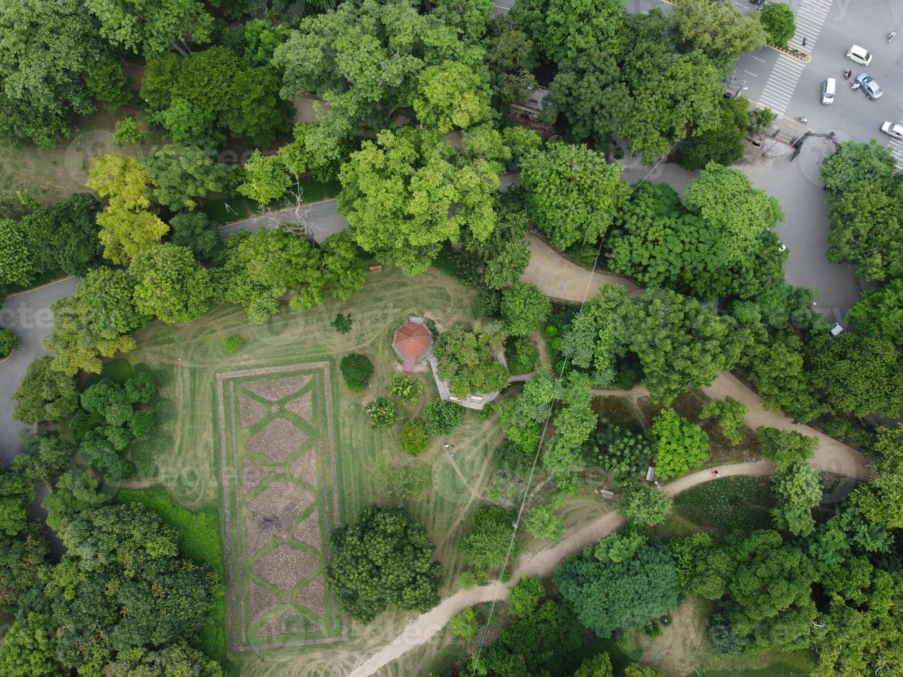 Aerial view of green city on 2023-09-17 in Lahore Pakistan photo