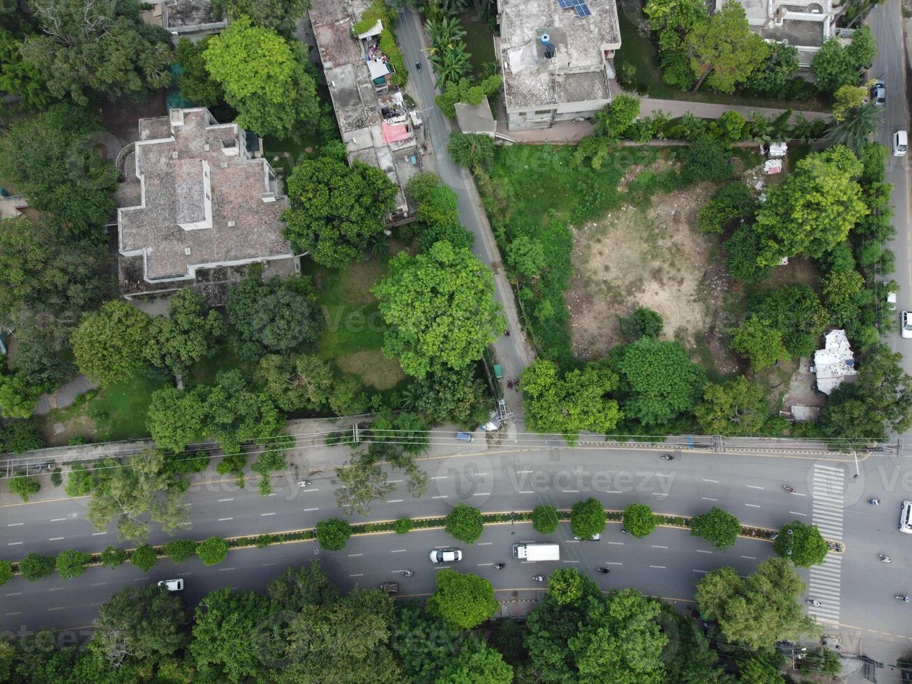 Aerial view of green city on 2023-09-17 in Lahore Pakistan photo