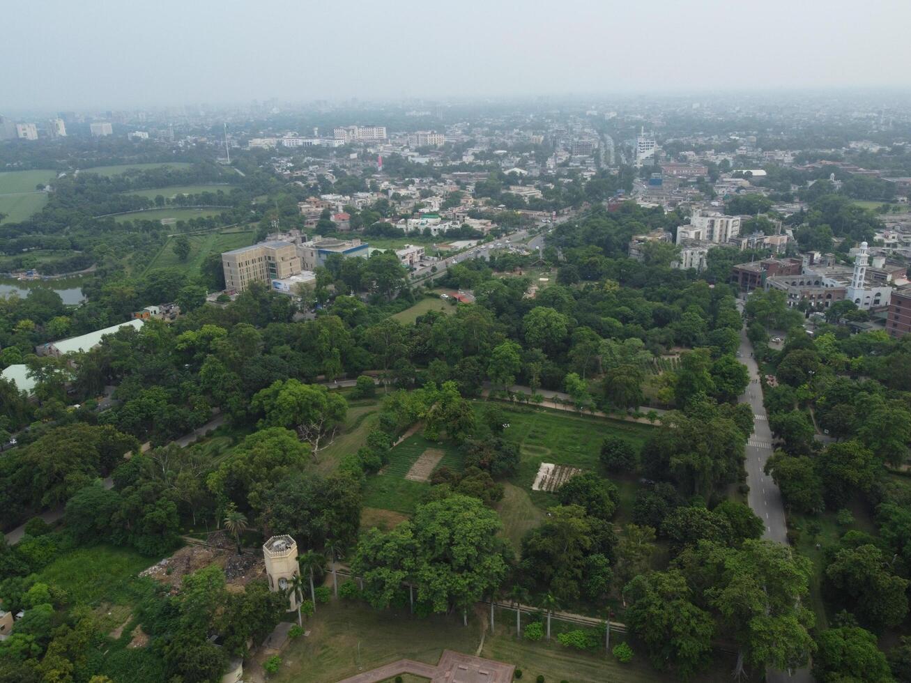 Aerial view of green city on 2023-09-17 in Lahore Pakistan photo