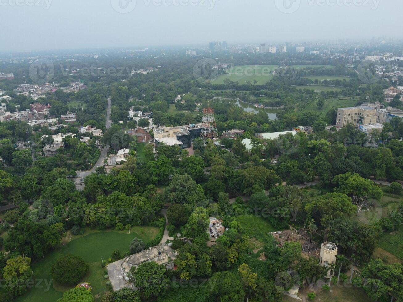 Aerial view of green city on 2023-09-17 in Lahore Pakistan photo