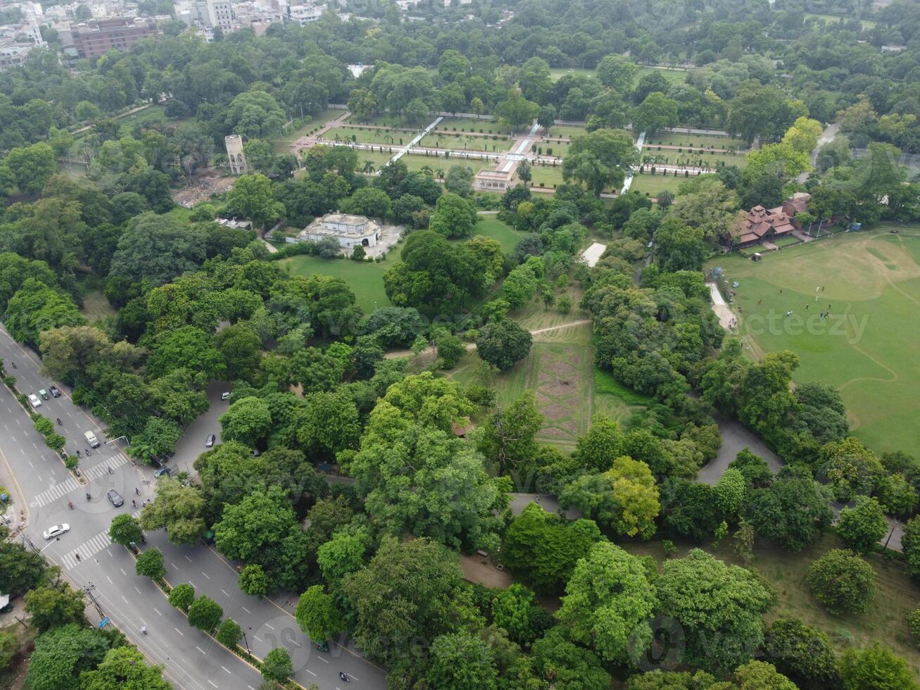 Aerial view of green city on 2023-09-17 in Lahore Pakistan photo