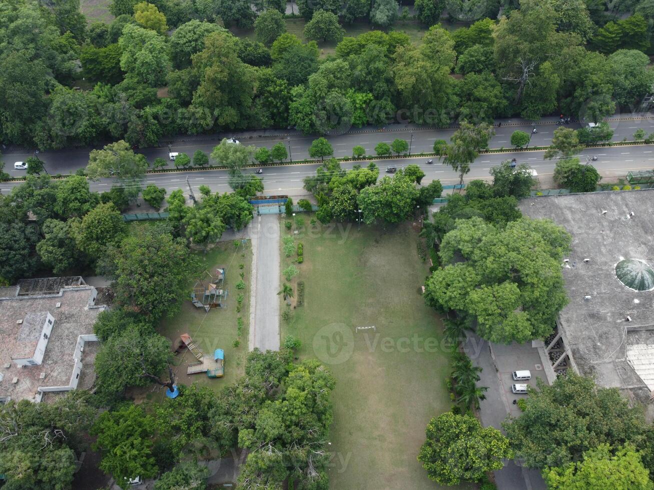 Aerial view of green city on 2023-09-17 in Lahore Pakistan photo