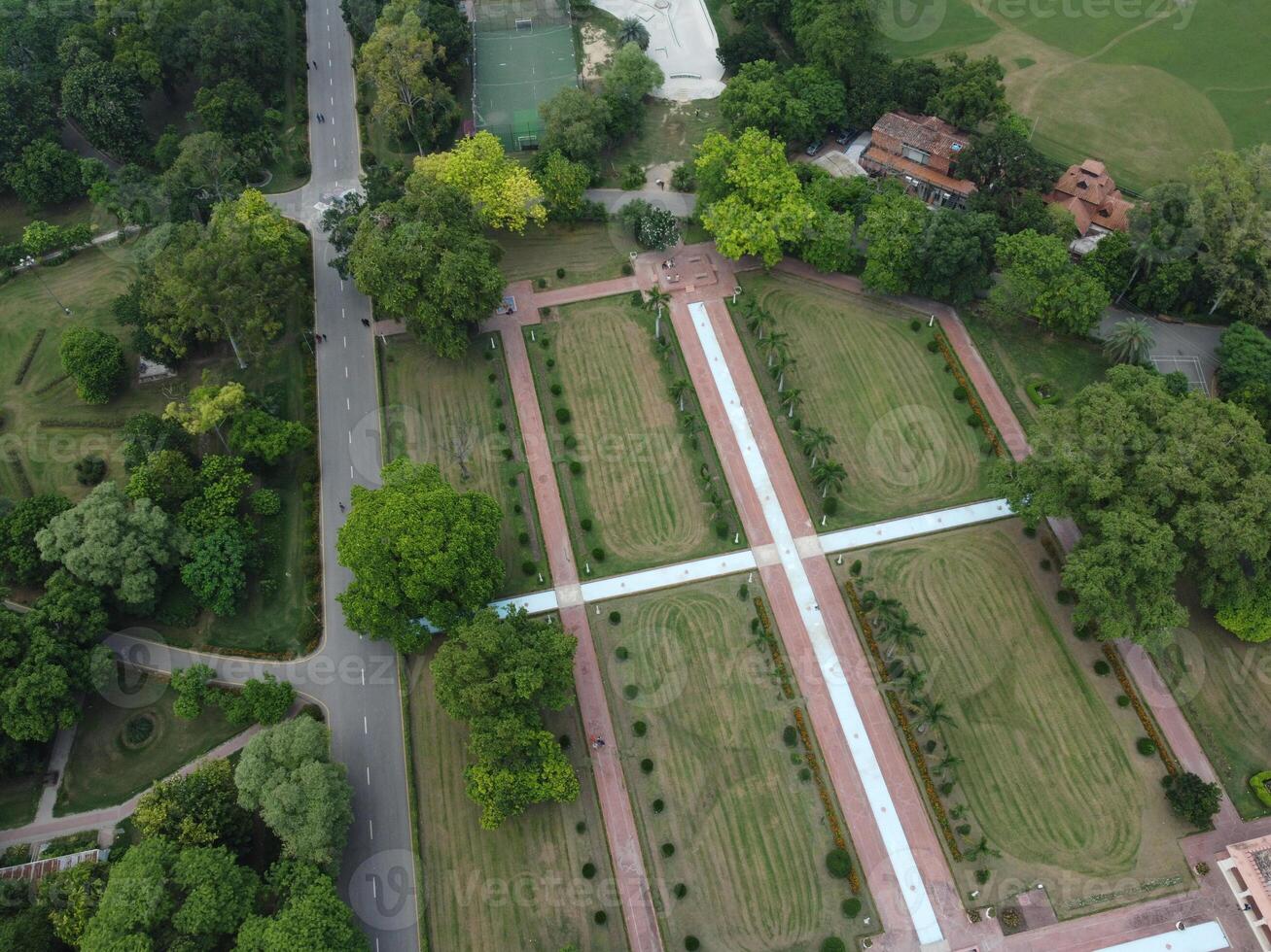 Aerial view of green city on 2023-09-17 in Lahore Pakistan photo
