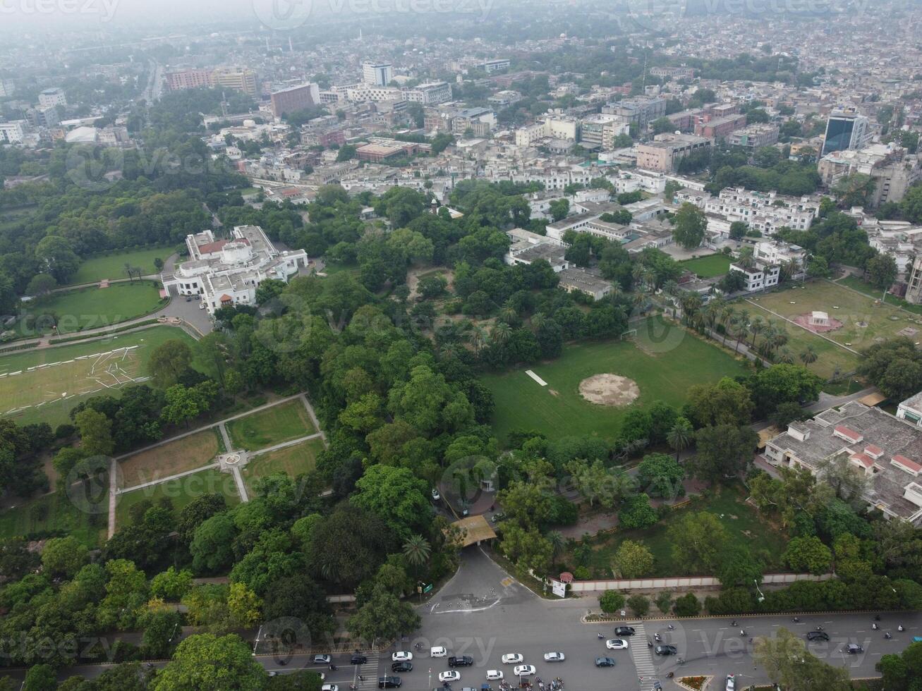 aéreo ver de jiná jardín en 2023-07-17 en lahore Pakistán. foto