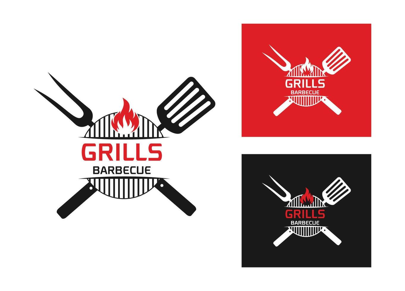 Logo design template for barbecue, BBQ ,grill restaurant icon isolated vector illustration