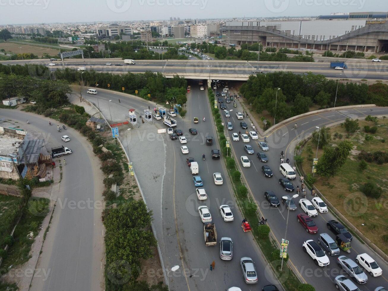 Aerial view of high ways in City Lahore of Pakistan on 2023-07-17. photo