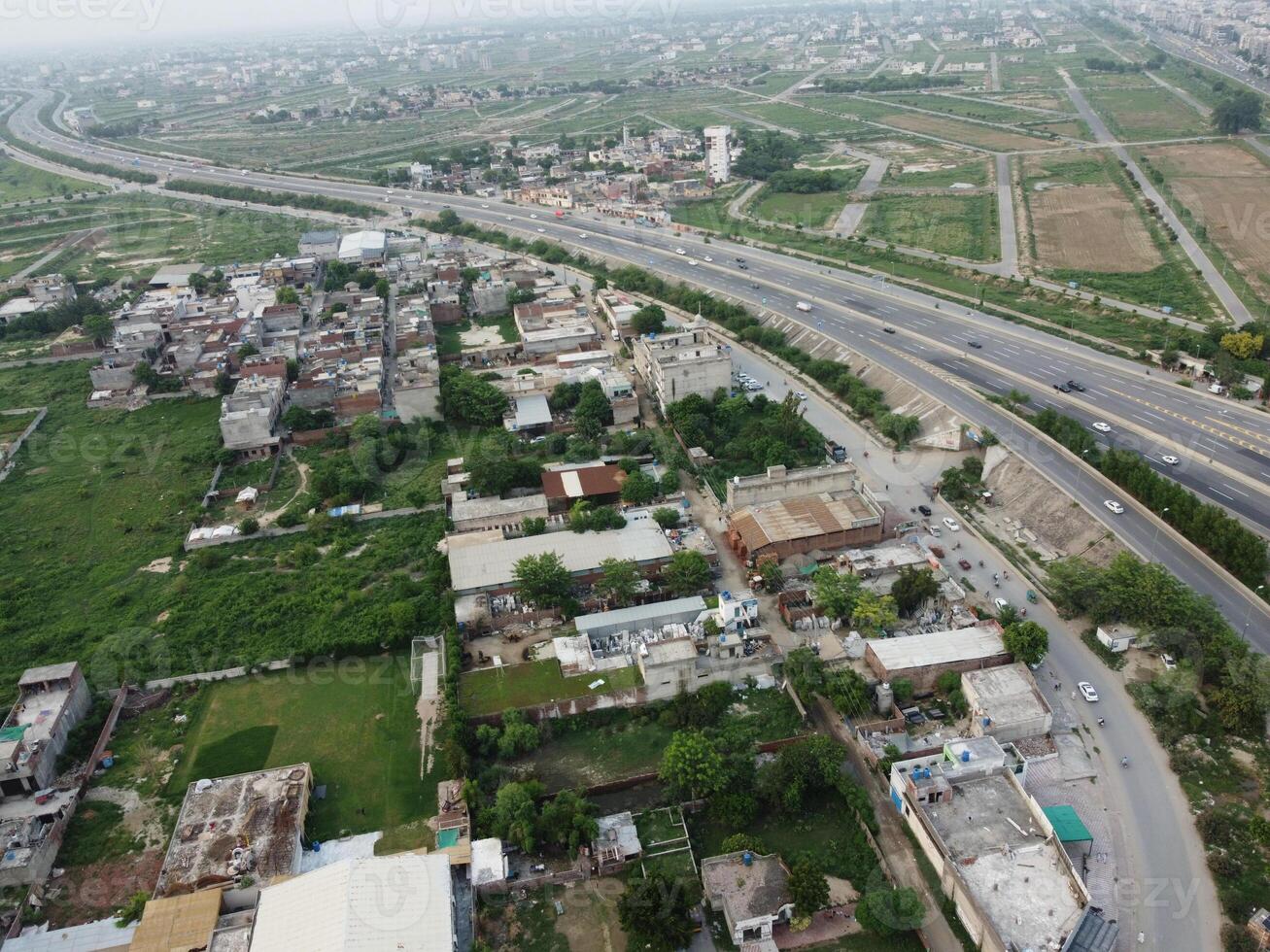 Aerial view of high ways in City Lahore of Pakistan on 2023-07-17. photo