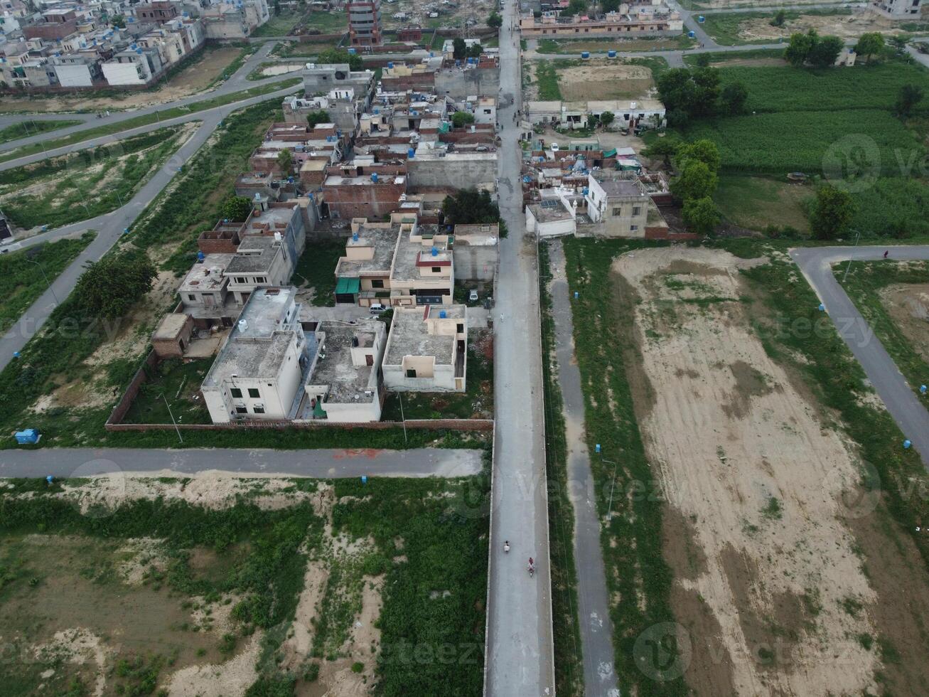 Aerial view of DHA Phase-6, main square, a small town on 2023-07-18 in Lahore Pakistan. photo