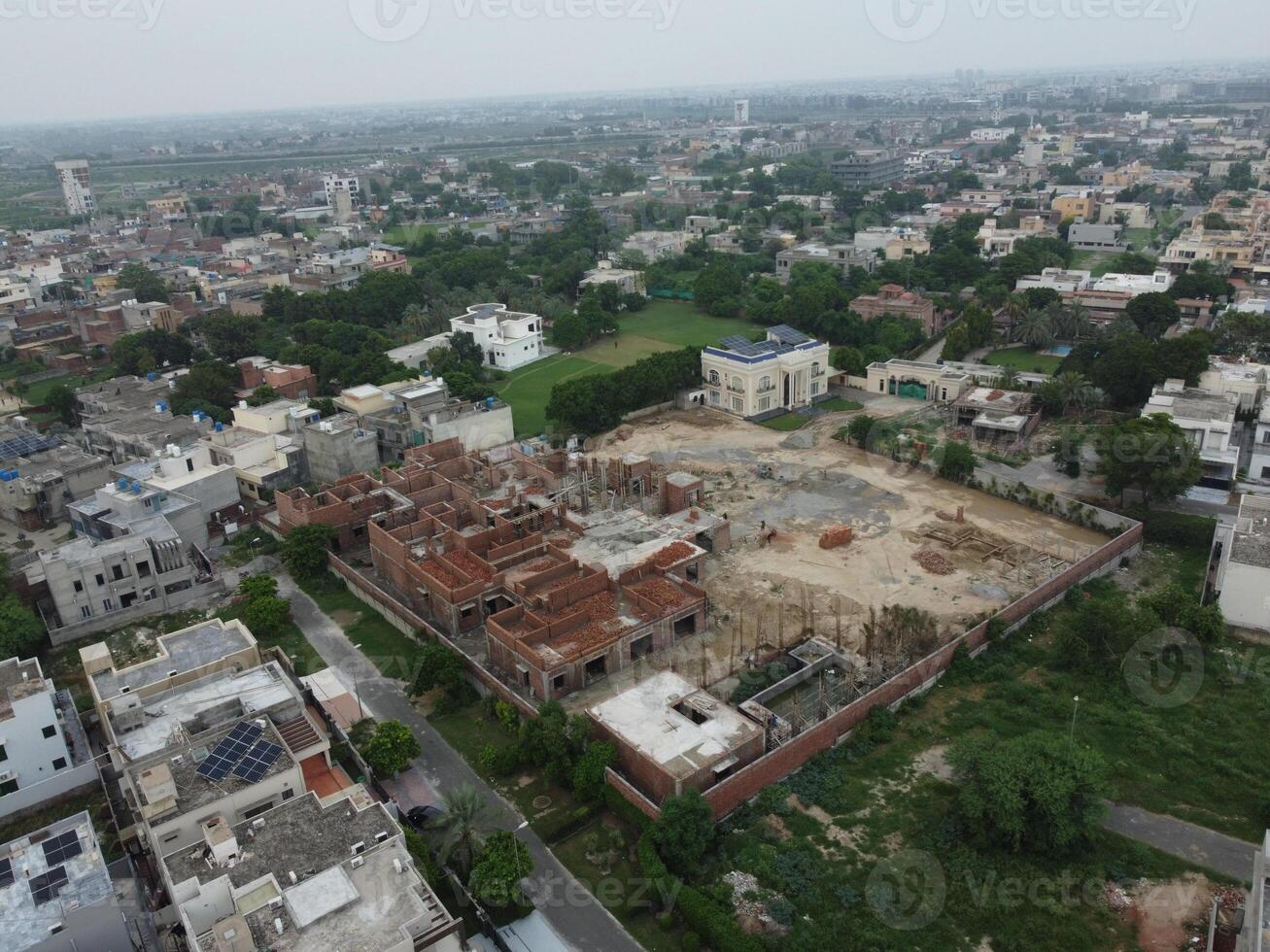 Aerial view of Defence main square, a small town in Lahore Pakistan. photo