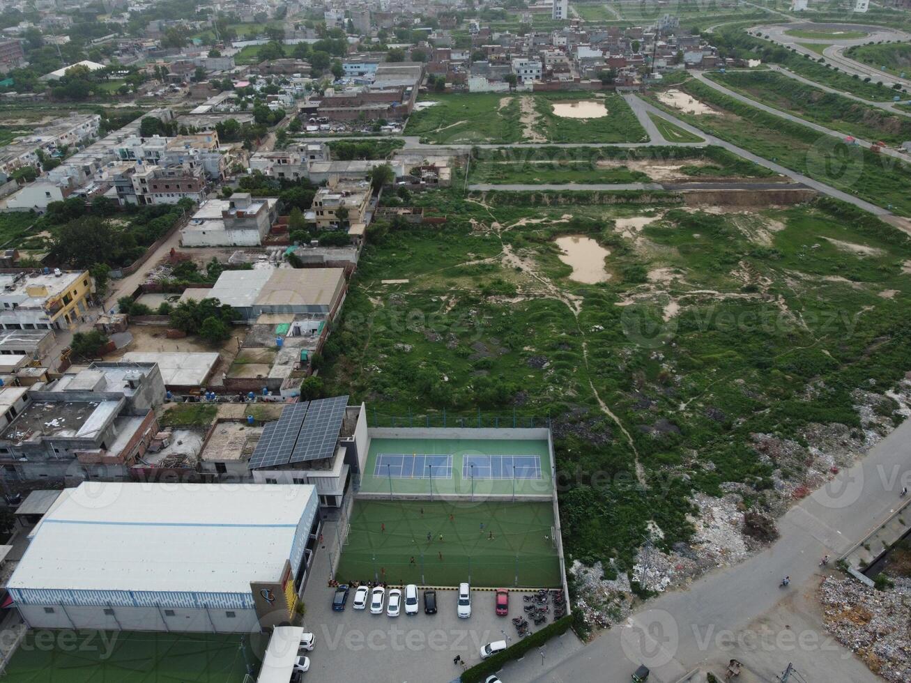 Aerial view of Defence main square, a small town in Lahore Pakistan. photo