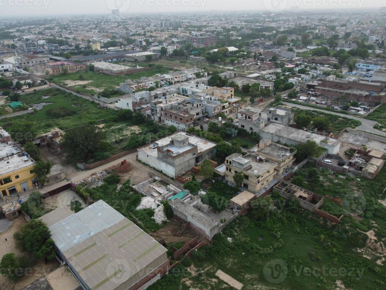 Aerial view of Defence main square, a small town in Lahore Pakistan. photo
