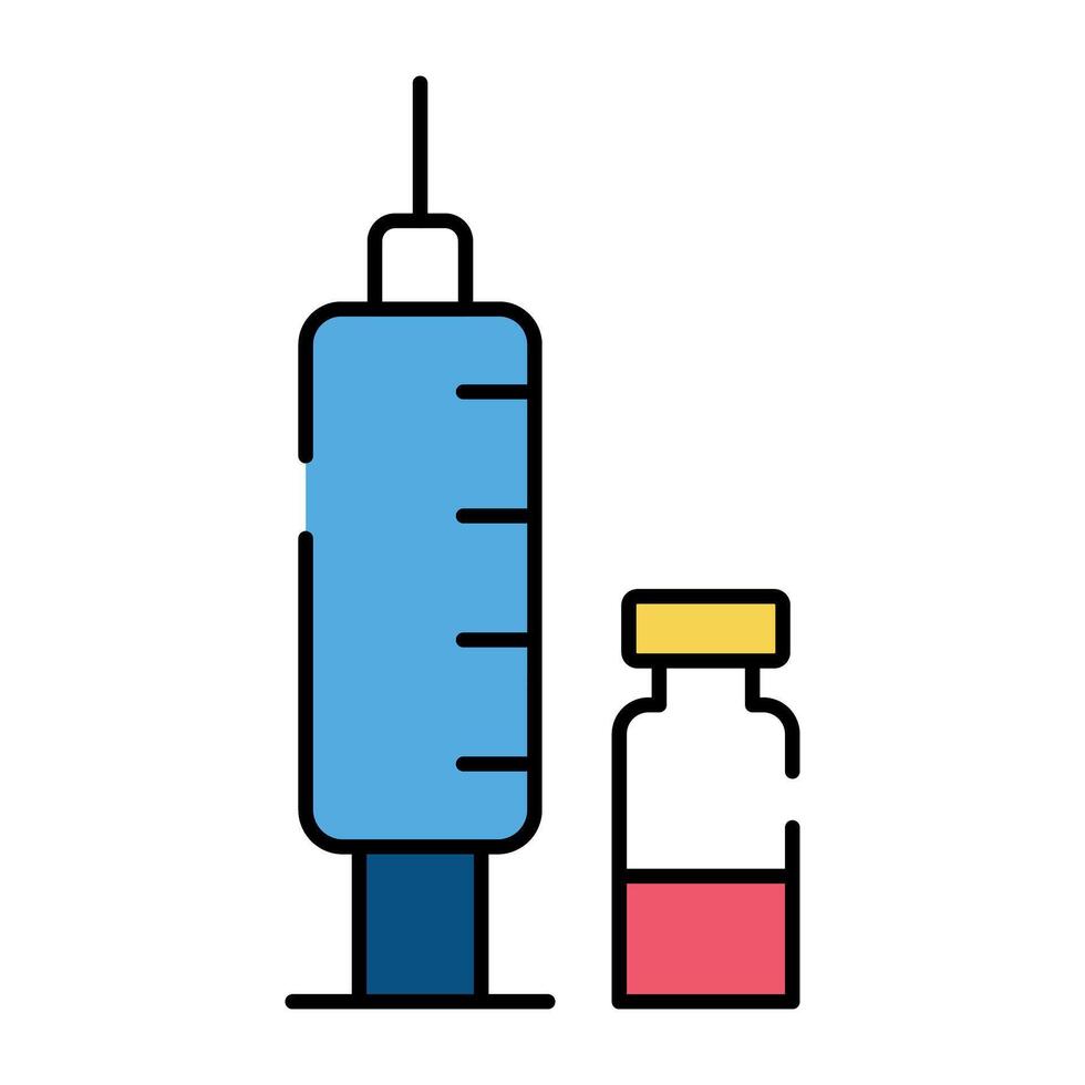 A modern design icon of injection with vital, immunization vector