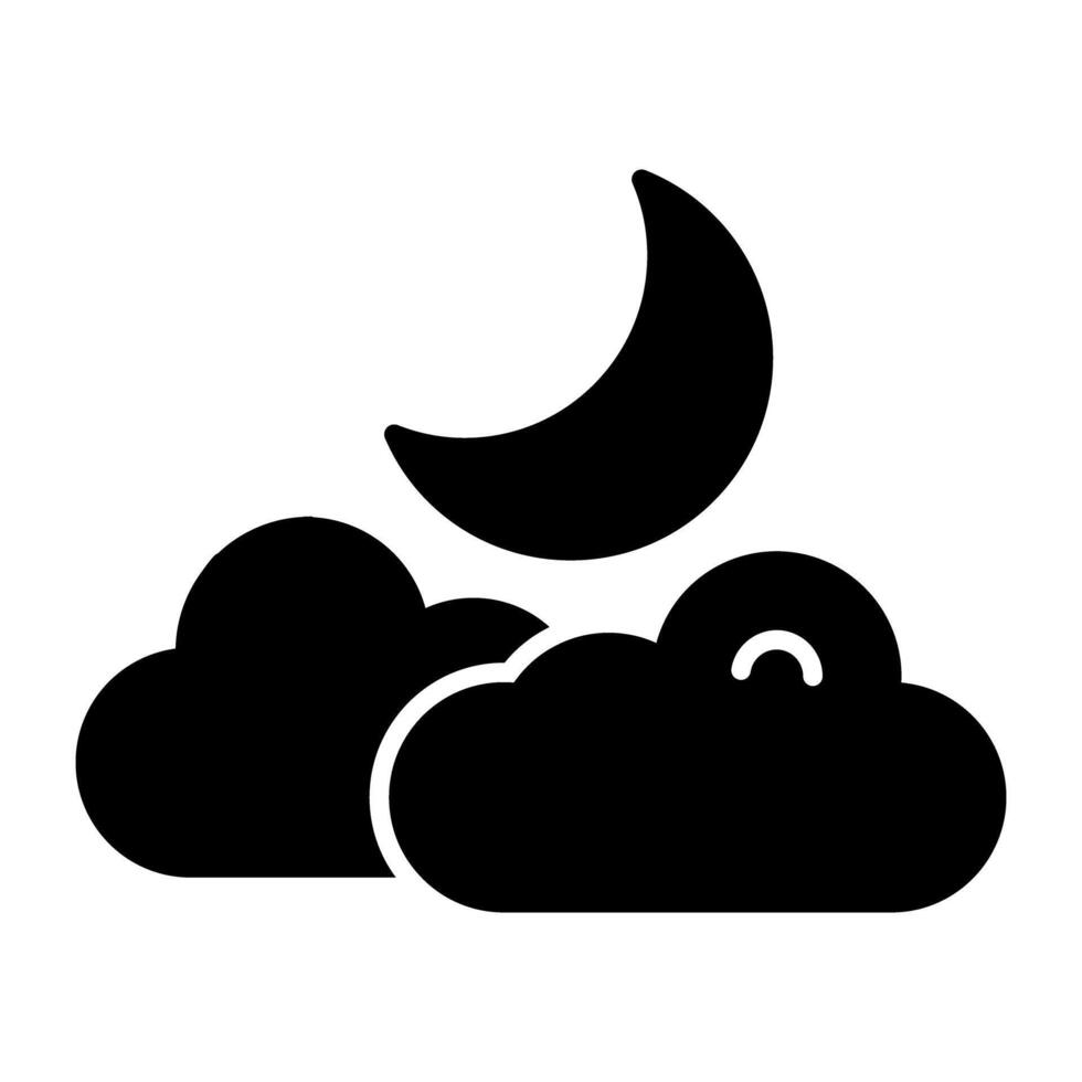 Moon with clouds, icon of cloudy nightMoon with clouds, icon of cloudy night vector