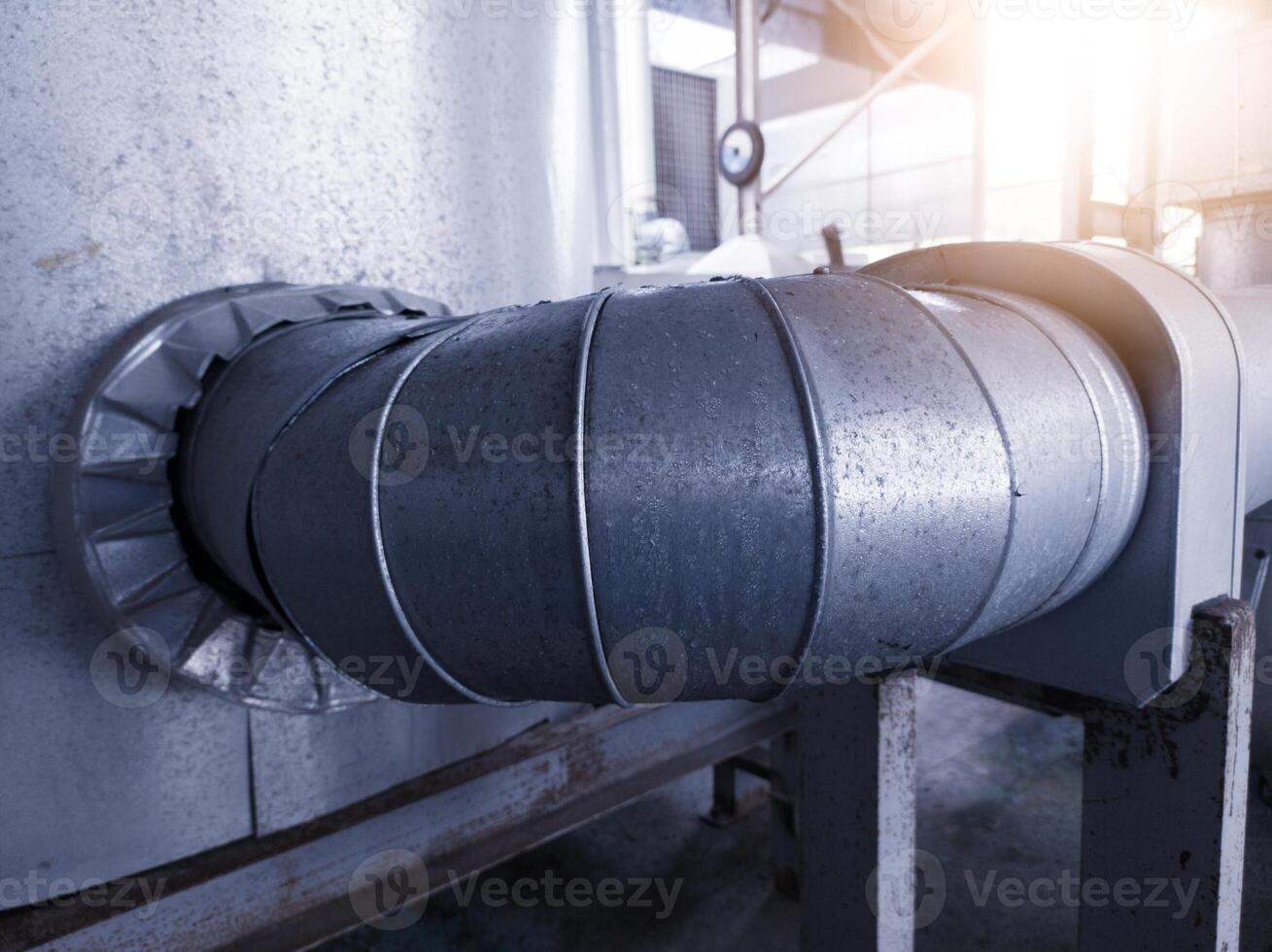 Pipe Insulation Jackets for water chiller pipe system.Alumunium Insulation elbow of pipe. photo