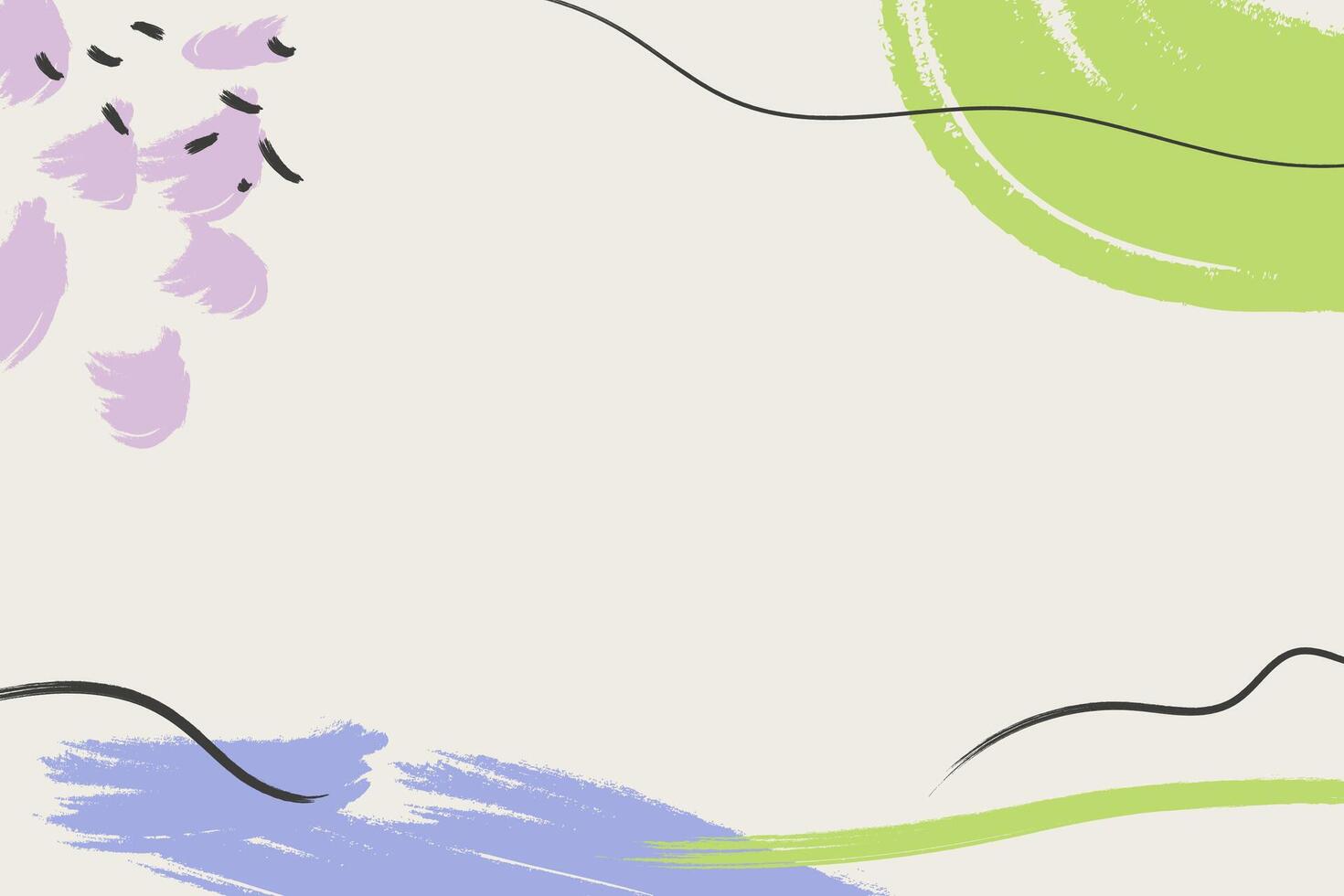 resumen Arte collage marco, tinta línea gotas, rosado y verde manchas, varias cepillo golpes en beige horizontal antecedentes con Copiar espacio. encabezamiento imagen con sitio para texto artístico vector frontera fondo