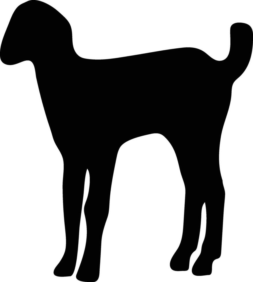 Curious Goats in Idyllic Farm Landscape silhouette or vector